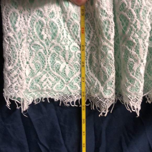 Lacey open knit Easter dress mint green white overlay sz 16 - Picture 14 of 15